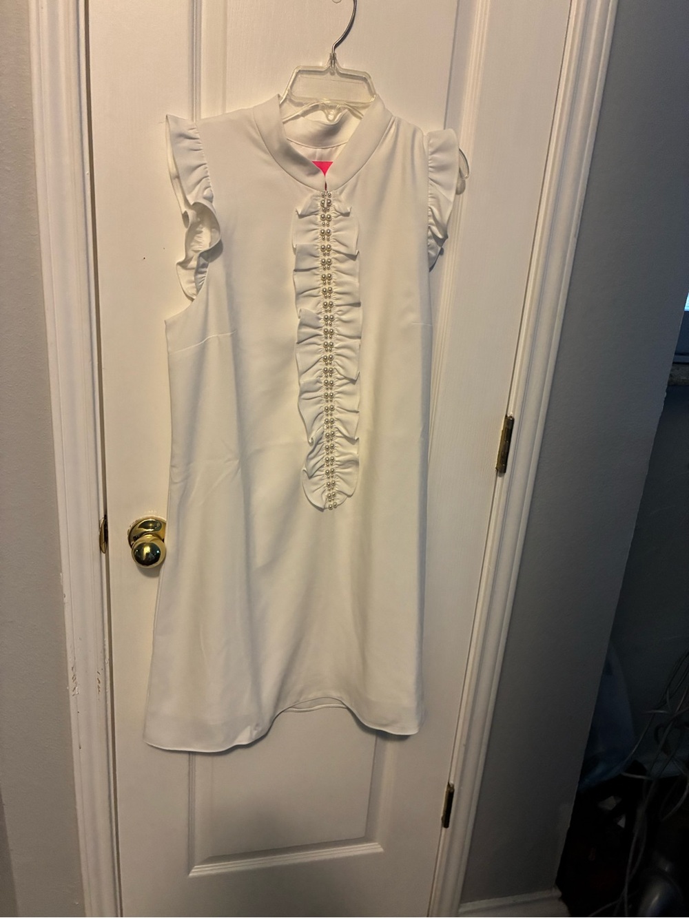 Lilly Pulitzer White Sleeveless Ruffle-Front Shift Dress - Picture 3 of 5